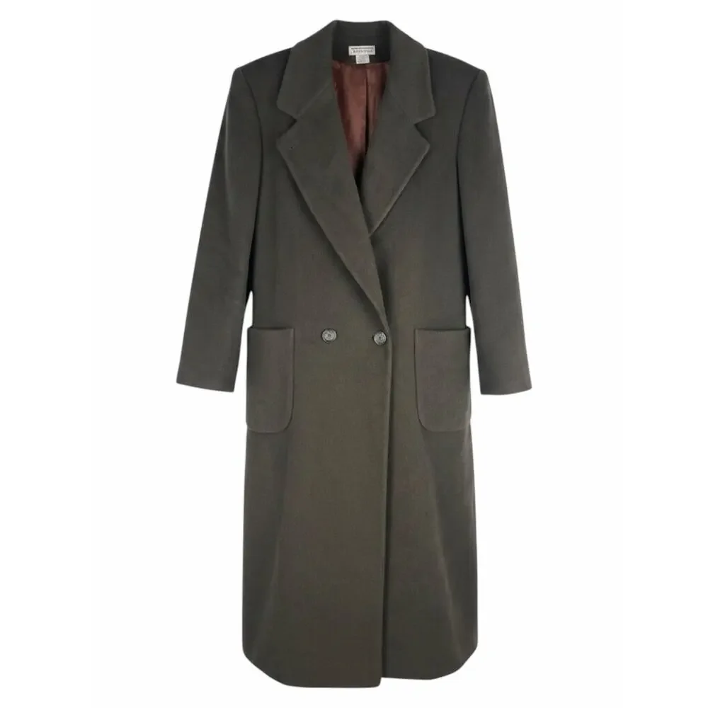 Talbots Wool Cashmere Silk Blend Long Coat Floor Length Green Size 1X